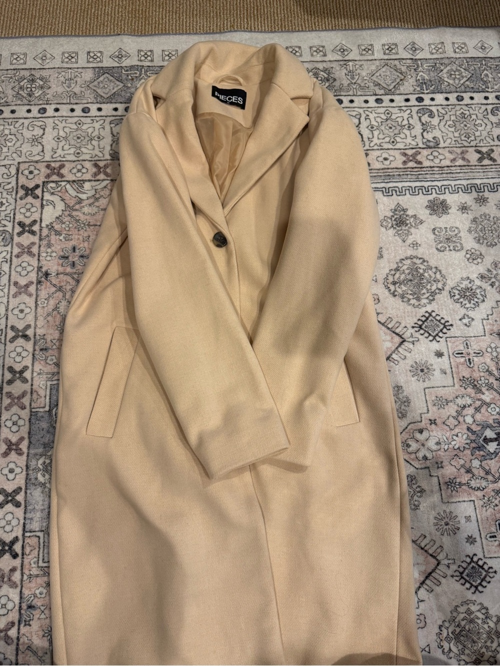 Pieces Women's Beige Long Coat
